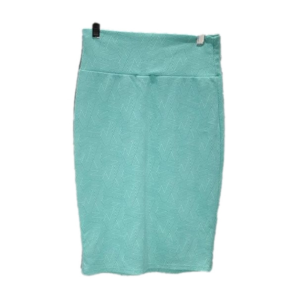 Lularoe light blue pencil skirt with design - Picture 1 of 14